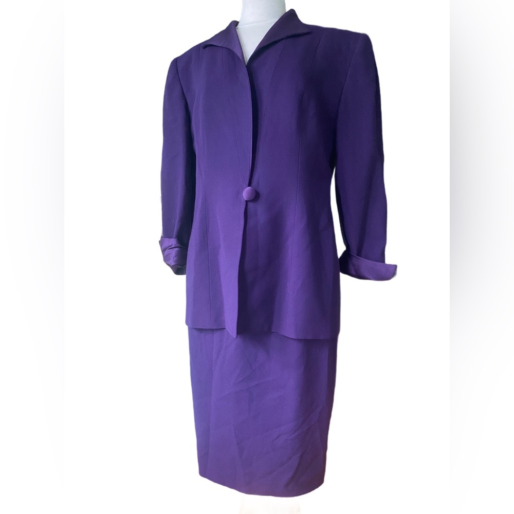 Vintage Christian Dior wool Purple Pencil Skirt Suit
